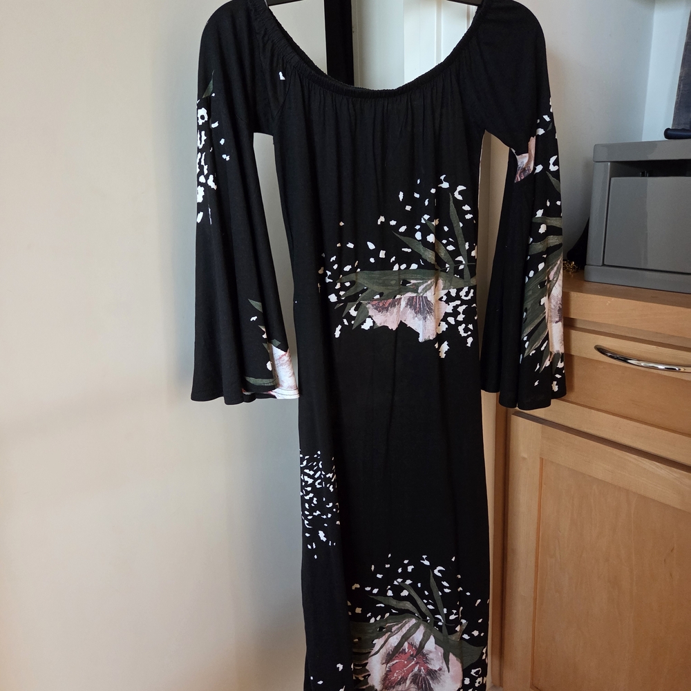 Elegant Black Floral Women's Dress